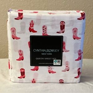 Cynthia Rowley Pink Cowgirl Boots Queen Sheet Set
